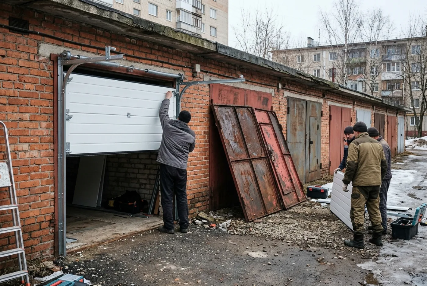 Замена гаражных ворот в Колпино